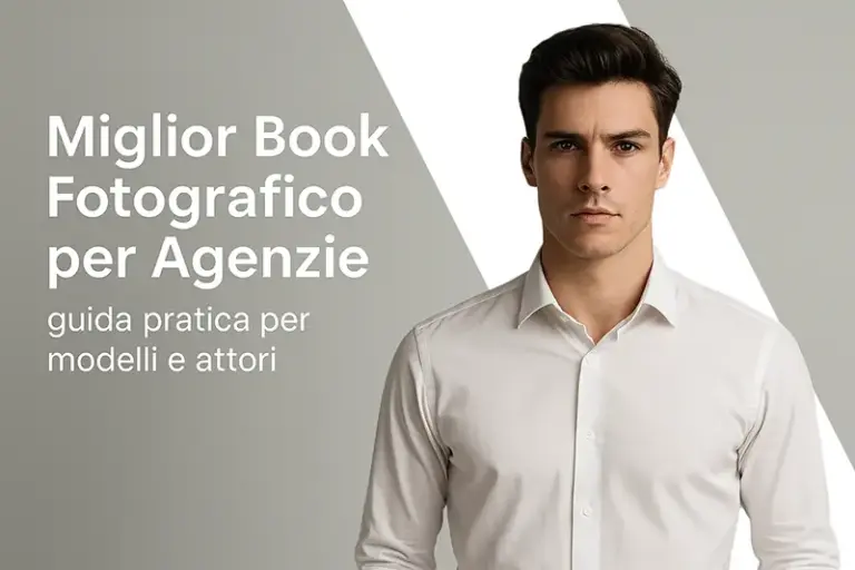 Modello in posa professionale con camicia chiara, perfetto per Book Fotografico destinato ad Agenzie Moda