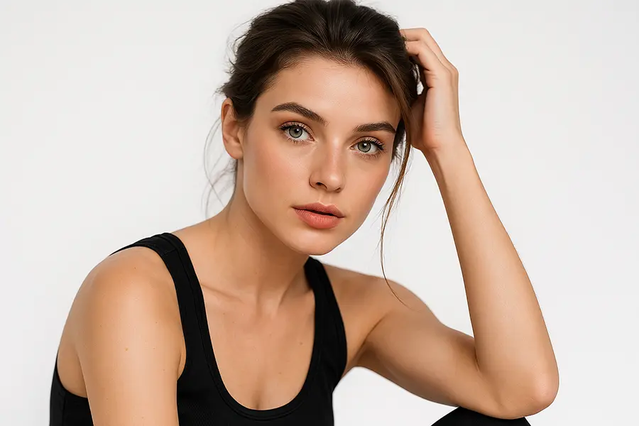 Modella durante uno shooting per book fotografico per casting a Milano