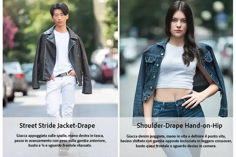 Posing lifestyle street fashion Milano - Pose moderne per modelle
