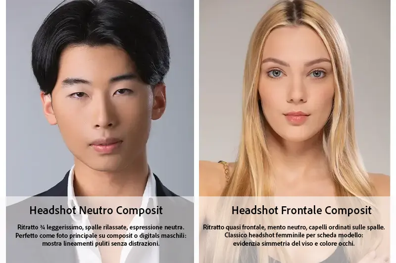 Headshot neutro composit Milano - Pose professionali uomo donna
