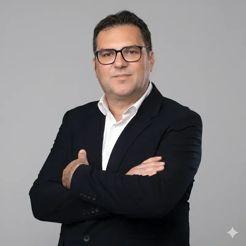 Headshot LinkedIn uomo con occhiali, look scuro – Milano